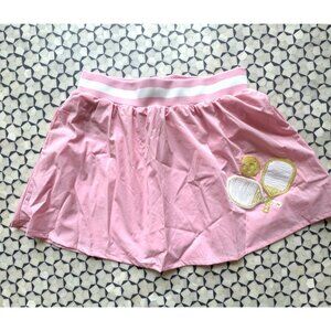 Queen Of Sparkles Pink Pickleball Skirt With Sequined Paddle Design & Built-In S